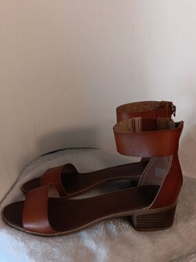 Rock & Candy Brown Ankle-Strap Block Heel Sandals